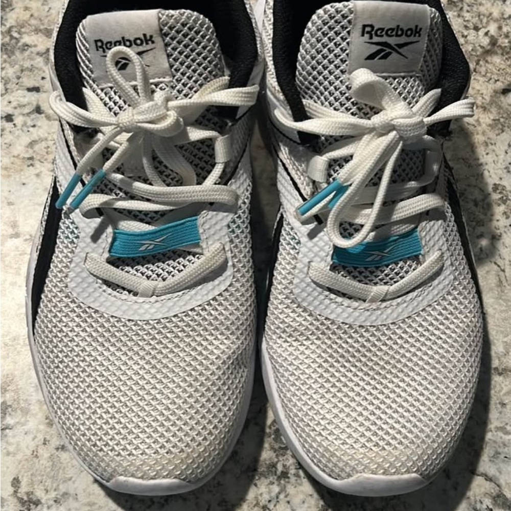 Reebok White and Black Mesh Running Shoes